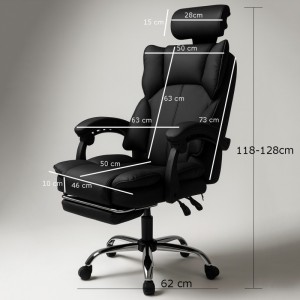 Fotel biurowy obrotowy Directo z podnóżkiem - ecoskóra brązowy ciemny KO49BR