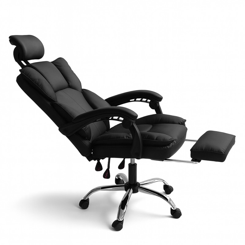 Fotel biurowy obrotowy Directo z podnóżkiem - ecoskóra brązowy ciemny KO49BR