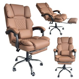 Fotel biurowy obrotowy MASTER PRESTIGE, podnóżek i masażer- ecoskóra kawowy KO42CAP