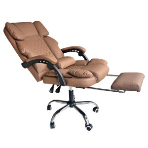 Fotel biurowy obrotowy MASTER PRESTIGE, podnóżek i masażer- ecoskóra kawowy KO42CAP