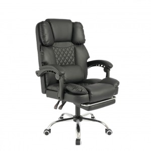 Fotel biurowy obrotowy MASTER PRESTIGE, podnóżek i masażer- ecoskóra czarny KO42CZ
