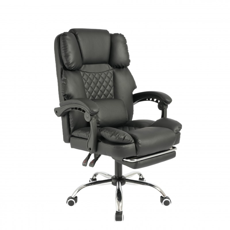 Fotel biurowy obrotowy MASTER PRESTIGE, podnóżek i masażer- ecoskóra czarny KO42CZ