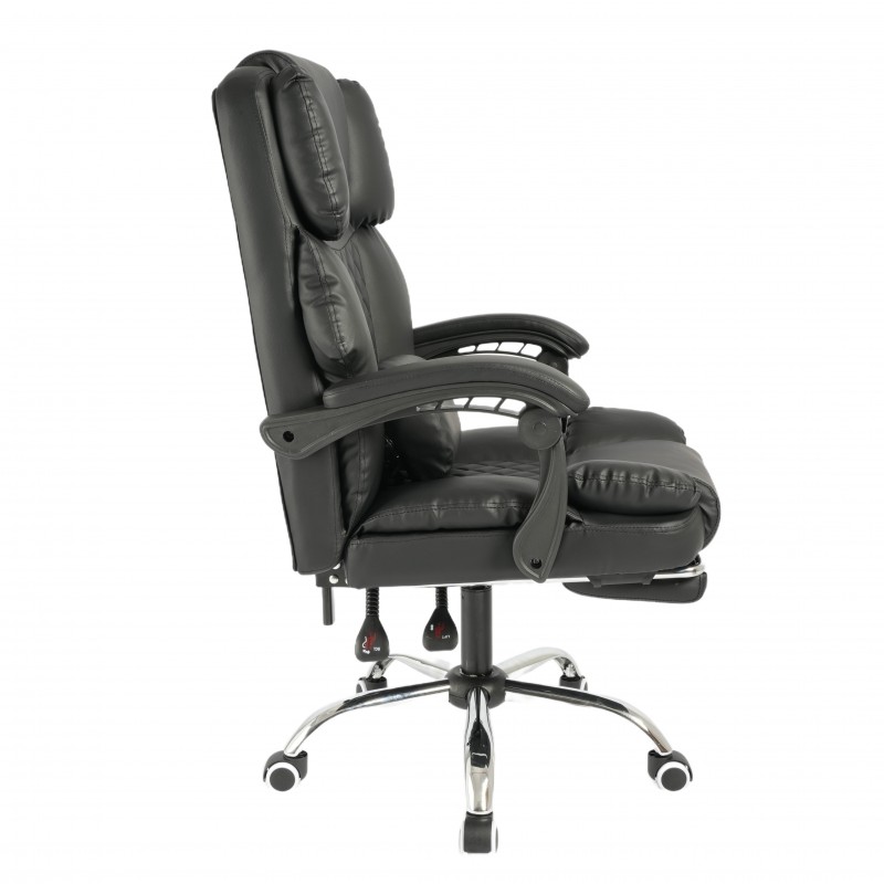 Fotel biurowy obrotowy MASTER PRESTIGE, podnóżek i masażer- ecoskóra czarny KO42CZ