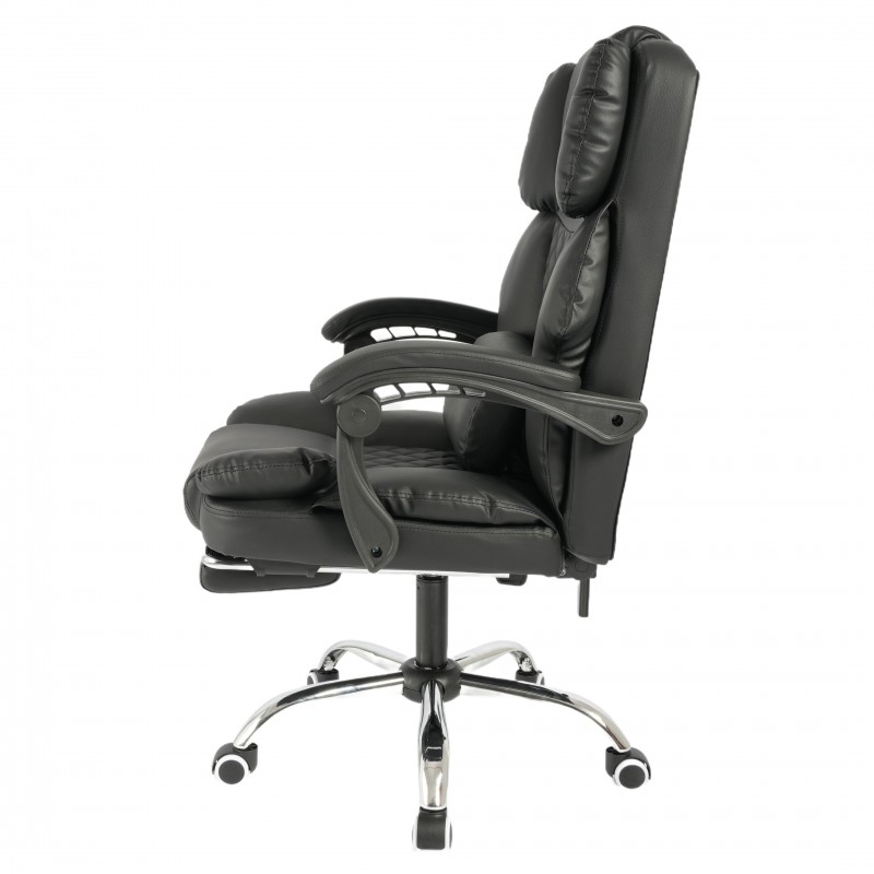 Fotel biurowy obrotowy MASTER PRESTIGE, podnóżek i masażer- ecoskóra czarny KO42CZ