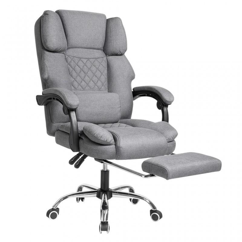 Fotel biurowy obrotowy MASTER z podnóżkiem i masażerem - szary MATERIAŁ KO32SZ