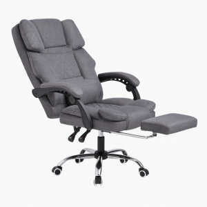 Fotel biurowy obrotowy MASTER z podnóżkiem i masażerem - szary MATERIAŁ KO32SZ
