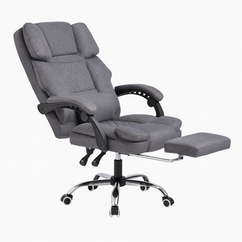 Fotel biurowy obrotowy MASTER z podnóżkiem i masażerem - szary MATERIAŁ KO32SZ
