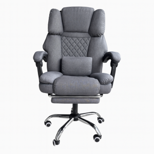 Fotel biurowy obrotowy MASTER z podnóżkiem i masażerem - szary MATERIAŁ KO32SZ