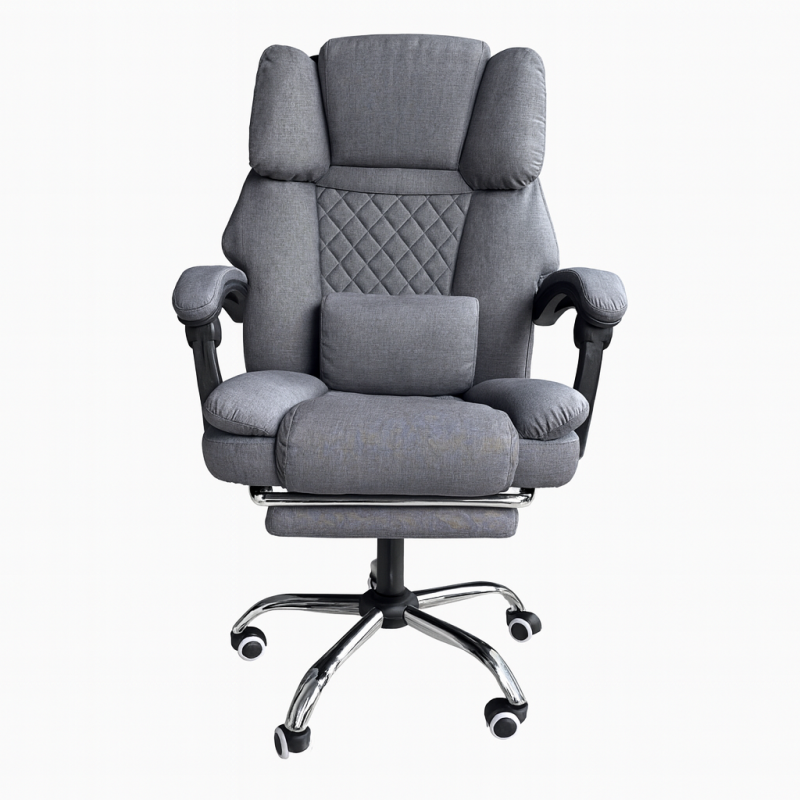 Fotel biurowy obrotowy MASTER z podnóżkiem i masażerem - szary MATERIAŁ KO32SZ