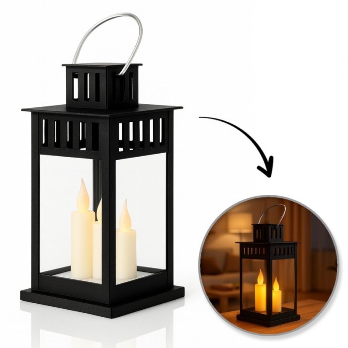 Lampion dekoracyjny LED z imitacją świecy 8 x 15 cm - LAMP57CZ