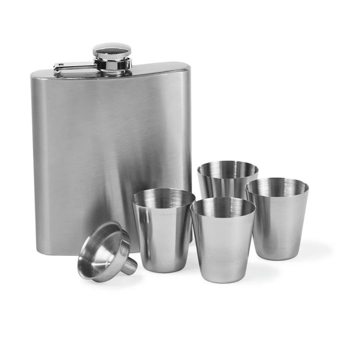 Funktion, Piersiówka stalowa 200 ml z kieliszkami 4 sztuki 13997