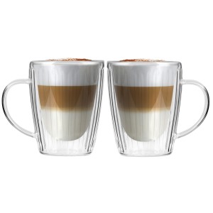 Vialli Design, komplet 2 szklanek z uchem z podwójną ścianką 250 ml Livio Duo 1654