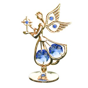 Crystocraft, miniaturka-figurka pozłacana Swarovski/ANIOŁ-STRÓŻ