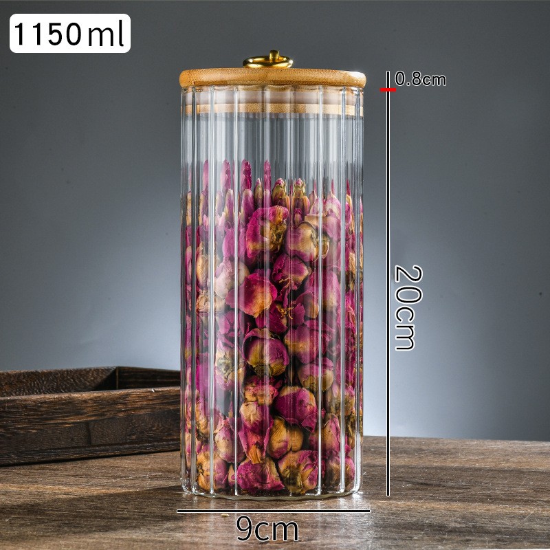 Cukiernica, pojemnik ryflowany z przykrywką bambusowa, rozm. L, 1150 ml 1szt SZK169