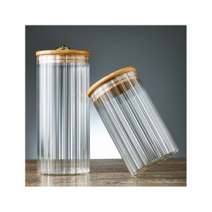 Cukiernica, pojemnik ryflowany z przykrywką bambusowa, rozm. M, 850 ml 1szt SZK168