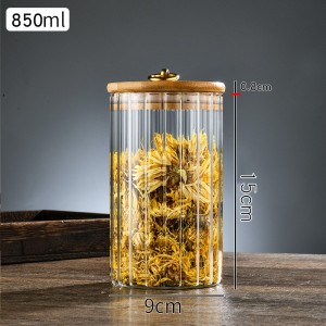 Cukiernica, pojemnik ryflowany z przykrywką bambusowa, rozm. M, 850 ml 1szt SZK168
