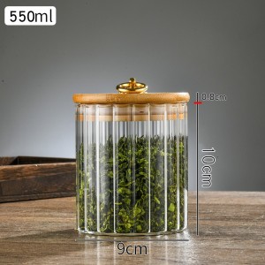 Cukiernica, pojemnik ryflowany z przykrywką bambusowa, rozm. S, 550 ml 1szt SZK167