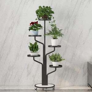 Kwietnik, regał, stojak na kwiaty metalowy okrągły na kółkach 130x40cm SZ38CZ