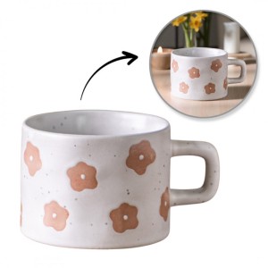 Kubek ceramiczny, kwiatowy wzór, 250ml - KB30