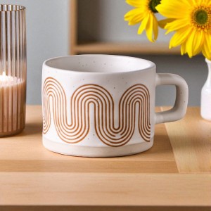 Kubek ceramiczny, geometryczny wzór, 250ml - KB29