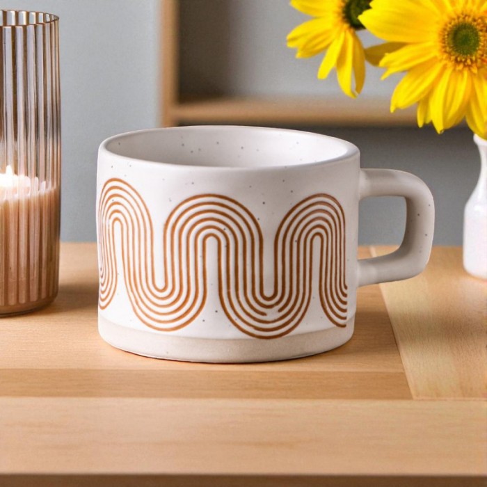 Kubek ceramiczny, geometryczny wzór, 250ml - KB29