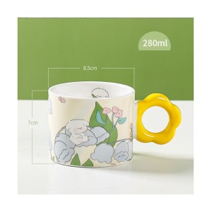 Kwiatowy Kubek z łyżeczką 280 ml + Pudełko na Prezent KB01ZO
