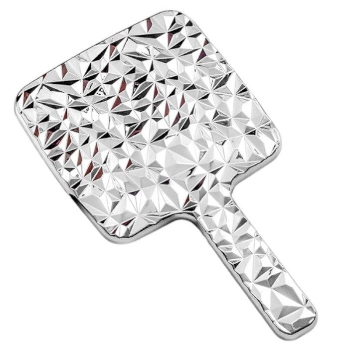 Lusterko kosmetyczne z rączką, jednostronne XL wysokość 23cm srebrne L24S
