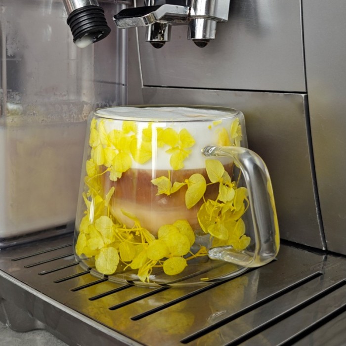 Szklanka termiczna z kwiatami w środku, hortensje 180 ml 1szt SZK155