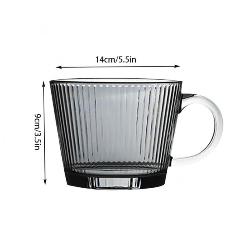 Filiżanka szklanka ryflowana duża grafit, szara 380 ml 1szt SZK177