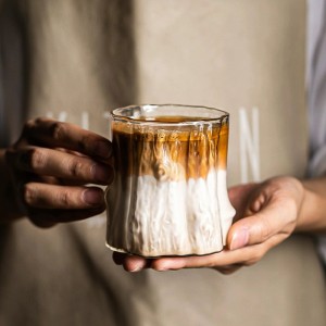 Szklanka 300ml Falowana, wzór drewna 1 szt do kawy, drinków, whiskey SZK208