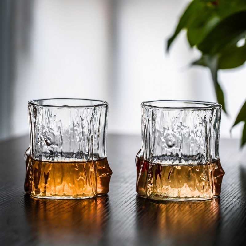 Szklanka 300ml Falowana, wzór drewna 1 szt do kawy, drinków, whiskey SZK208