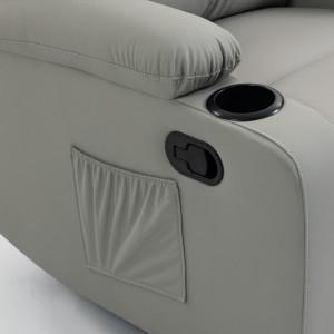 Fotel, sofa rozkładana jednoosobowa VERO z uchwytem na napój, ekoskóra szary SOF01SZ