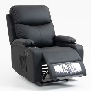 Fotel, sofa rozkładana jednoosobowa VERO z uchwytem na napój, ekoskóra czarna SOF01CZ