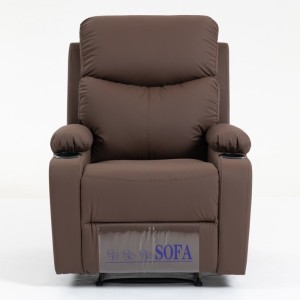 Fotel, sofa rozkładana jednoosobowa VERO z uchwytem na napój, ekoskóra brąz SOF01BR