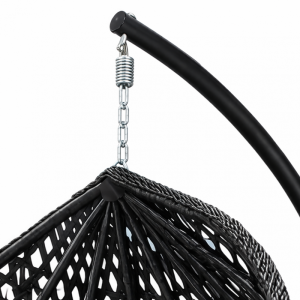 Fotel wiszący huśtawka kokon z czarnymi poduszkami, czarny KR41