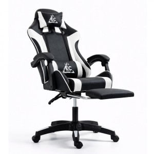 Fotel gamingowy obrotowy z podnóżkiem EC GAMING masażer KO24B