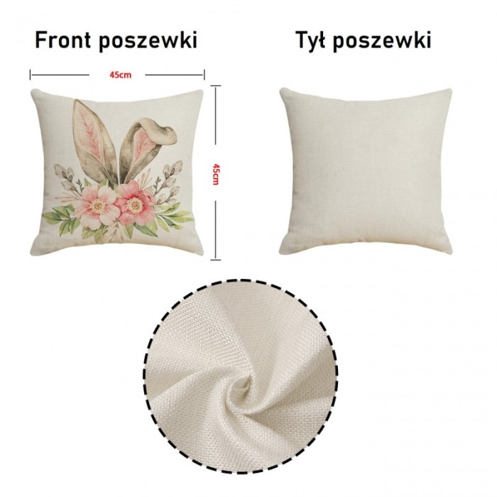 Lniana poszewka na poduszkę 45 x 45 cm wiosenny BUKIET MAKI POD218