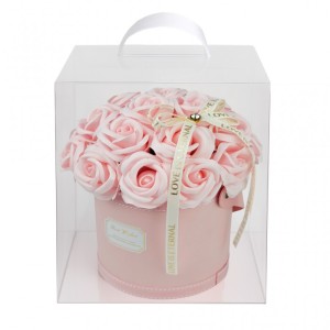 Flower box, bukiet zapachowych kwiatów mydlanych w pudełku 21szt. 19x16cm BUK08R