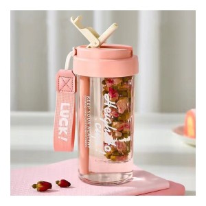 Butelka na wodę z koszyczkiem i słomką 600 ML Simple BD32R