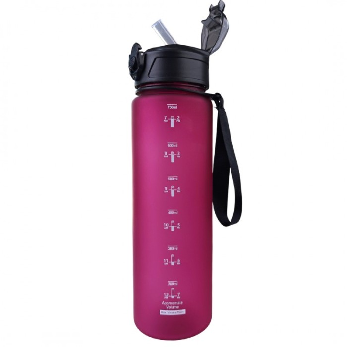 Butelka na wodę, sportowy bidon matowy 750ML bordowy ECARLA SPORTS BD49