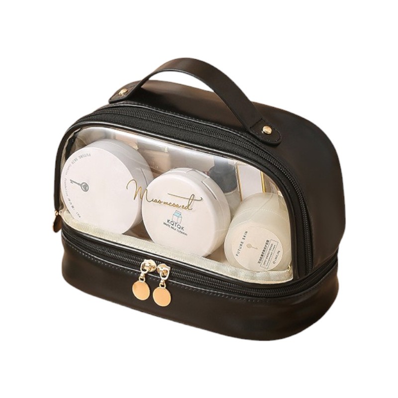Kosmetyczka organizer na kosmetyki czarna dwupoziomowa 23x13,5x16cm KS115CZ