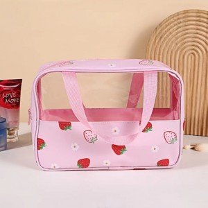 Kosmetyczka rozkładana przenośna kuferek rozmiar M 31x10x20cm TRUSKAWKI KS148
