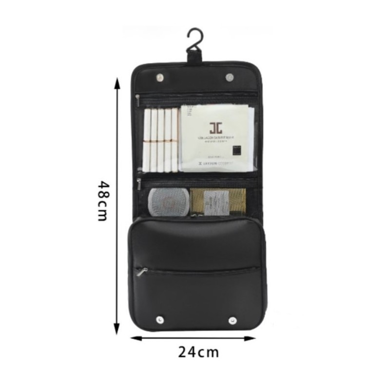 Kosmetyczka rozkładana elegancka kuferek etui z rączką czarna KS153CZ