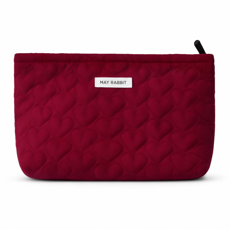 Kosmetyczka jednokomorowa pikowana serca bordowa 25 x 5 x18 cm KS120BOR