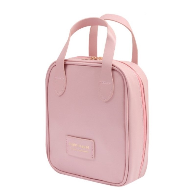 Kosmetyczka organizer na kosmetyki z rączką 17x7x19cm różowa KS128R