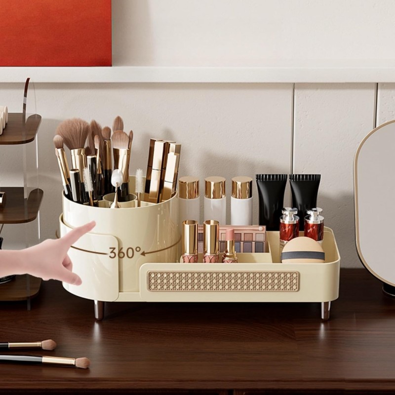 Organizer na pędzle, kosmetyki, plecionka wiedeńska obrotowy 34,5x14x15 cm CB75K