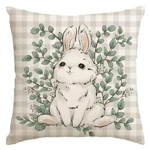 Lniana poszewka na poduszkę 45 x 45 cm motyw wiosenny KRÓLICZEK POD227