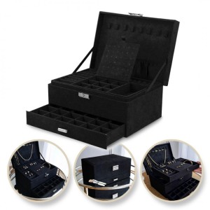 Szkatułka na biżuterię kuferek etui organizer czerń PD119CZ