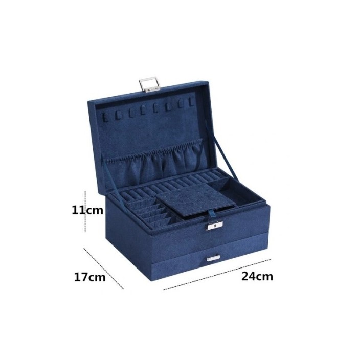 Szkatułka na biżuterię kuferek etui organizer kobalt PD119GRAN
