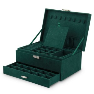 Szkatułka na biżuterię kuferek etui organizer butelkowa zieleń PD119